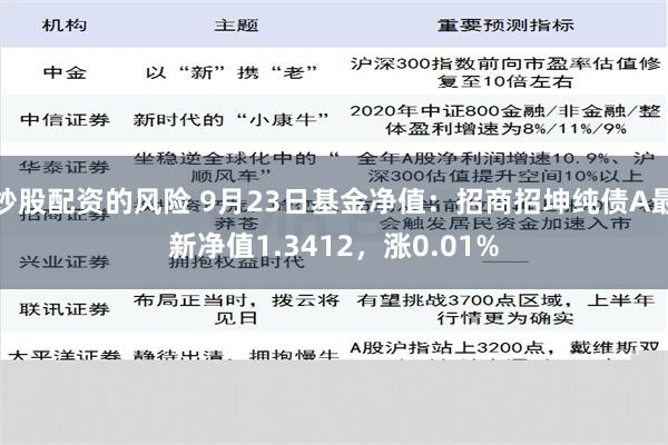 炒股配资的风险 9月23日基金净值：招商招坤纯债A最新净值1.3412，涨0.01%