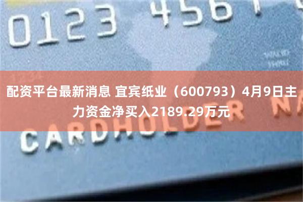 配资平台最新消息 宜宾纸业（600793）4月9日主力资金净买入2189.29万元